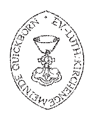 Kirchensiegel Ev.-Luth. Kirchengemeinde Quickborn zeigt einen Altarkelch mit breit ausdendem Sechspassfuß und Kruzifix am Fuß