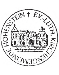 Kirchensiegel der Ev.-Luth. Kirchengemeinde Hohenstein. Das Kirchengemeindesiegel zeigt die Kirche von Hohenstein in der äußeren Gestalt von 1398.